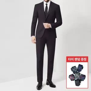 [롯데백화점]맨잇슈트 퍼플 울혼방 미니체크 수트 포멀핏 스트레치 3계절 정장 (340) + 타이증정