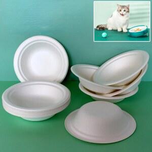 일회용 애완 동물 접시 여행 세척 가능한 두꺼운 식기 야외 주기 식기류 그릇 분해 50 길고양이 먹이 종이