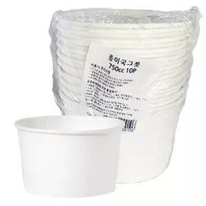 (750cc 10개입) 아이존 종이 그릇/일회용/전자레인지/용기/라면/포장/전자/렌지/종이컵/죽용기/국그릇/랜지