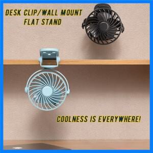 USB 충전식 클립 팬 야외 소형 팬 720 °   사무실 학생 기숙사 3가지 풍속을 위한 회전식 데스크탑 팬 클