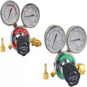 JZWELD 산소 및 아세틸렌 조절기 CGA540 CGA510 입구 연결 용접 절단 토치용 세트