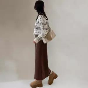 [신세계라이브쇼핑][옷자락] 여성 겨울 울 기모 트임 밴딩 롱스커트