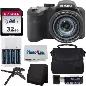 코닥 픽스프로 AZ405 디지털 카메라 블랙 포인트 앤 샷 케이스 32GB SD 메모리 카드 충전식 배터리 및