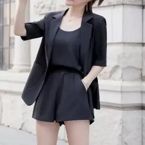 여름 쿨 소프트 3종 정장 세트 자켓 나시 반바지 세미 3피스 여성