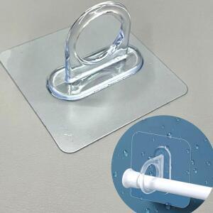 무타공 원형 링 봉걸이 매직후크 벽부착 접착식 고정고리 투명 6.6cm