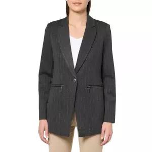 NIC+ZOE 여성용 핀스트라이프 폰테 지퍼 재킷, 그레이 멀티, 1X