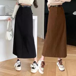 골덴롱스커트 RSIS-198가을치마 겨울 코디 H라인 일자 여성