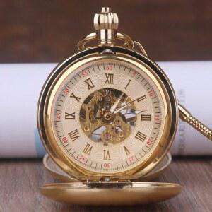 빈티지 회중시계 골드 선물 시계 로마 펜던트 기계식 목걸이 포켓워치 체인 와인딩 숫자