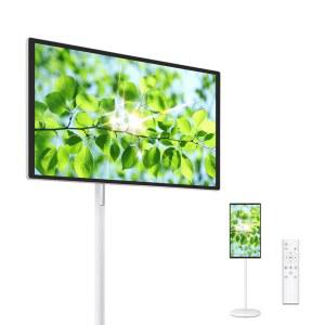 N 뉴라인 32인치 롤링 TV, EDLA 인증 휴대용 안드로이드 13, 8GB +128GB, 내장 20,000mAh 배터리, 12시간 플레이타임, 무선 캐스팅, 가정, 사무실,
