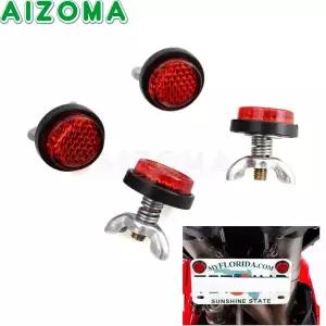 4pcs 오토바이 빨간색 반사판 장착 스프링 유니버설과 미니 라이센스 번호 플레이트 반사판