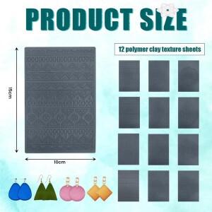 12개의 보호 스타일 질감 매트는 폴리머 클레이 쿠키 커터 보석 제작 DIY 구조로 점토로 만들어졌습니다.