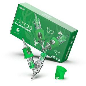 웜홀 타투 니들 카트리지 20Pcs 1207RL 일회용 카트리지, 머신 펜용 핑거 리지 원형 라이너 포함