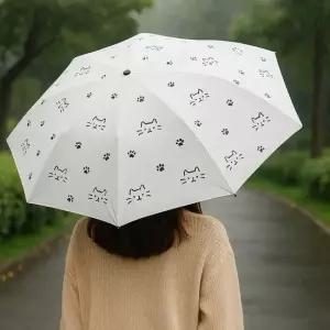휴대하기 편한 우산 귀여운 고양이 양우산 접이식양산 양우산 고양이양산 3단자동양산