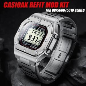 호환상품 Casioak 금속 베젤 스트랩 DW5600 5610 수정 모드 키트 스테인레스 스틸 밴드 프레임 케이스 액세