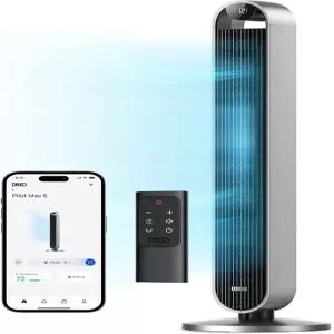 침실용 Dreo 타워 선풍기 42인치 120° 진동 25dB 조용한 DC 모터 12피트/초 속도 무검 스탠드형 12단