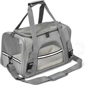 수리헤지 강아지 고양이 캐리어 소프트 최대 16파운드 TSA 항공사 승인 여행용 접이식 자동차 메쉬 백 17.5