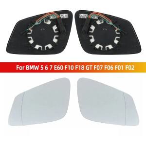 BMW 호환 5 6 7 E60 F10 F18 GT F07 F06 F01 F02 51167186587 왼쪽 오른쪽 열선 미러 유리 4핀