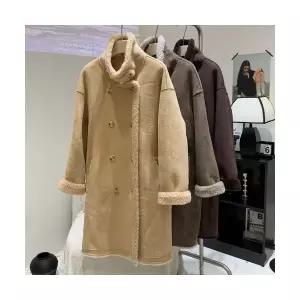 여성 리버서블 양털100 무스탕 롱코트 겨울 베이지 뽀글이 퍼자켓