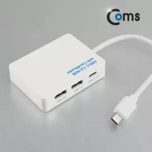 Coms USB 3.0 Type C 카드리더기 USB-A 2Port+USB Type-C 1Port 5Gbps SD MicroSD MS 외장형 다용도 메모리