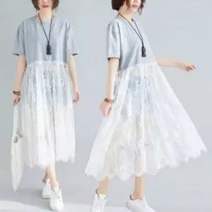 이쁘다요 썸머 롱 레이스 코디 스커트 원피스 반팔 WFLMN7U