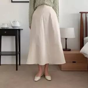 고품질 롱스커트 플레어스커트 절개 코튼 데님스커트 스 샤스커트 (WFKL1PV)