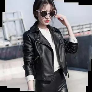 무스탕 슬림핏 블랙 라이더자켓 여자 가죽자켓 여성자