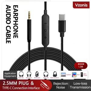 잭2.5MM USB TYPE-C 나일론 땋은 헤드폰 업그레이드 케이블 Bose호환 QC호환35 700 OE2 용 인라인 제어 오
