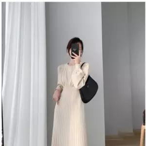 셔링 롱니트원피스 블랙 단추 베이지 원피스 니트원피 (KYR-WD8CB02)