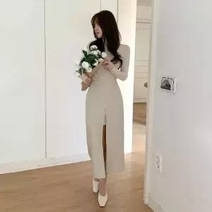 [다잇템] 여자 슬릿 롱 슬림라인 일자 앞 H라인 스커트_24422630_588872