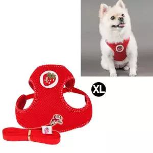[골드스마일]세트 매쉬 하네스 레드 가슴줄 리드줄 wk 애견외출 XL