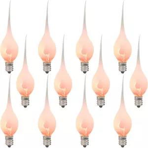 코닉톰 플리커 플레임 캔들 전구 컨트리 베이스 실리콘 C7E12 W 팩 샹들리에용 12 교체 전기 램프