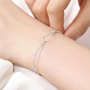 [미니아트]매듭 92.5 실버 데일리 심플 두줄 체인 은 팔찌