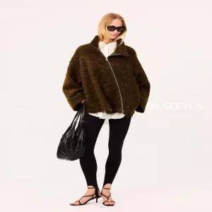 금성여자 부클코트 버튼 뽀글이 하프 코트