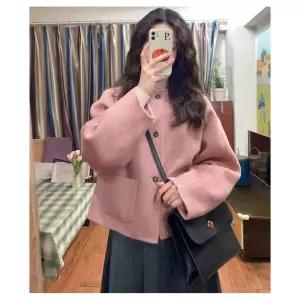 핑크 모직 빈티지 여자코트 코트 숏 추동복 원템4