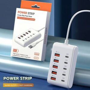 10 in 고속 USB 소켓 스테이션 가정 충전기 파워 허브 사무실용 코드 스트립 및 데스크탑 어댑터