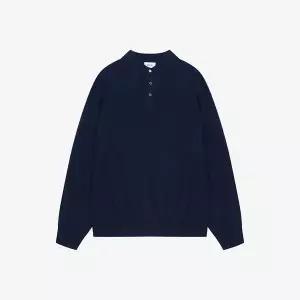 갤러리아 지이크 25FW 블랙 퓨어 캐시미어100 카라 니트 PLU8008