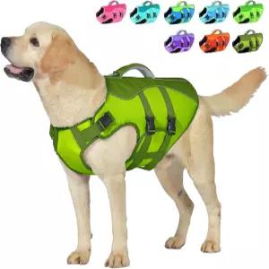 펫글래드 개 구명조끼 수영 보트를 위한 구조 손잡이가 있는 반사형 하네스 소형 마이엄 대형견을 조절