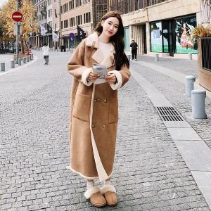 롱코트 스타일 양모 뽀글이 자켓 하객룩 코트 리버서블