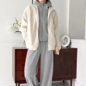 남녀 공용 겨울 플리스 집업 무지 디자인