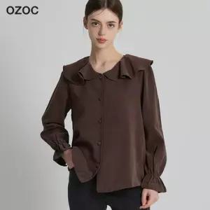 오조크  프릴 라운드넥 블라우스