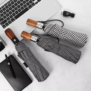 각인 심플체크 3단 자동우산 접이식 단우산 주문제작튼튼한 경량 튼튼한3단 접는 가벼운 예쁜