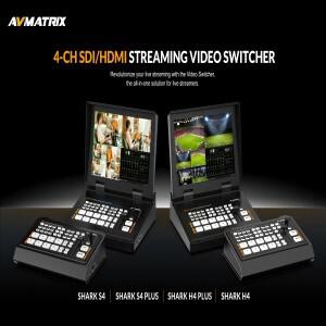 AVMATRIX 4채널 SDI/HD Shark H4 Plus/Shark S4 Plus 10.1인치 스트리밍 비디오 스위처