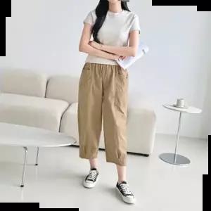 여성7부 여성 7부 카고 밴딩 팬츠 여름 통바지 데일리룩