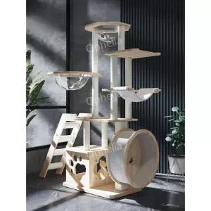 화이트원목캣타워 숨숨집스크래쳐 고양이놀이터 캣워커캣하우스 고양이캣