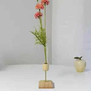 인테리어 꽃병 한송이 화병 미니 시험관 유리병 우드 장식 소품