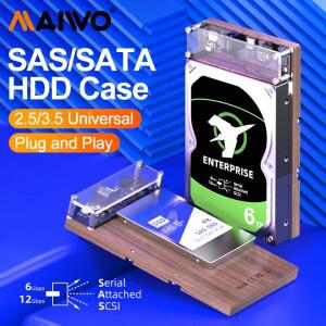 MAIWO SAS 외장 하드 드라이브 인클로저 SATA HDD SSD 디스크 케이스 USB 3.0 도킹 스테이션용 2.5 인치 3.