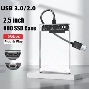 1Pcs HDD 인클로저 2.5인치 SATA SSD USB 3.0/2.0 외장 하드 드라이브 케이스(5Gbps 전송 속도 포함) 하드