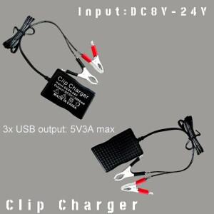 배터리 클립이 있는 고성능 DC 컨버터 5V 3 USB 포트 DC 전원 어댑터 전화 태블릿용 벅 충전 모듈