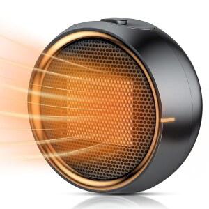 ASNUG 우주 히터, 실내용 휴대용 전기 500W PTC 세라믹 효율적인 빠른 난방, 뒤집힘 및 과열 방지, 욕실 홈 오피스 침실용 조용한 소형 미니 데스크 히터