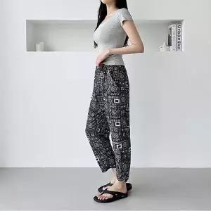 [셀러허브 패션]여자 여름 까실이 몸빼바지 허리밴딩 지퍼포켓 9부